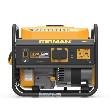 Firman Performance Series Generator, 120 V, 1500 W Output, Gasoline, 1.7 gal Tank, 10 hr Run Time, Recoil Start P01201